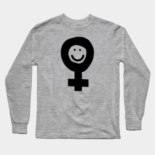 Female Smile Feminism Monochrome Minimal Long Sleeve T-Shirt